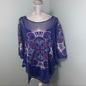 NWD NEW WOMAN DESIGN paisley print blouse shirt summer women’s plus size 1X